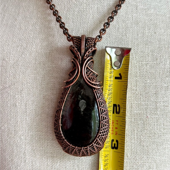 Copper Wrapped Hypersthene Pendant - Picture 7 of 11